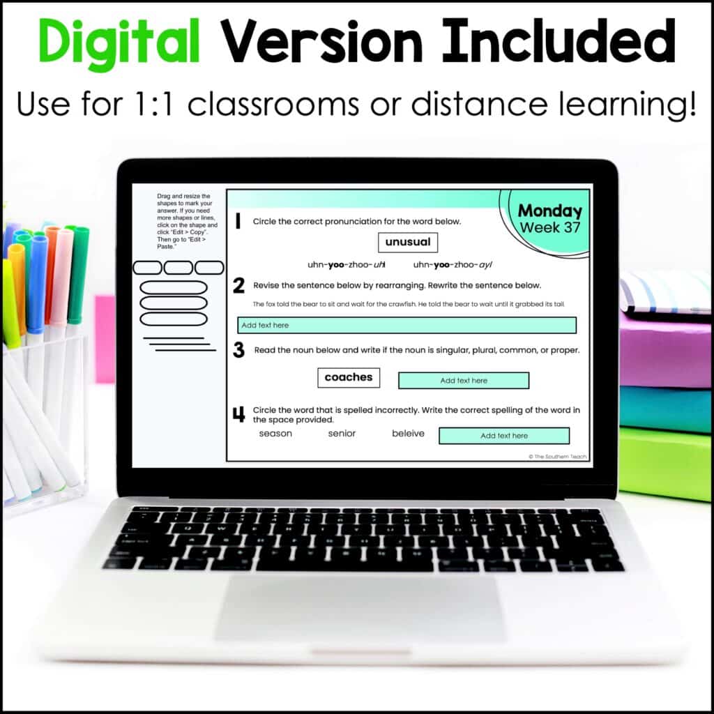 A digital version of the 3rd grade daily language grammar resource