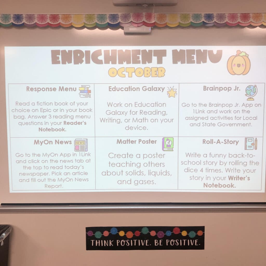 enrichment menu