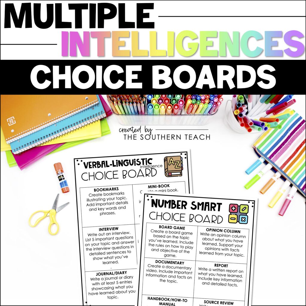 multiple intelligences choice boards
